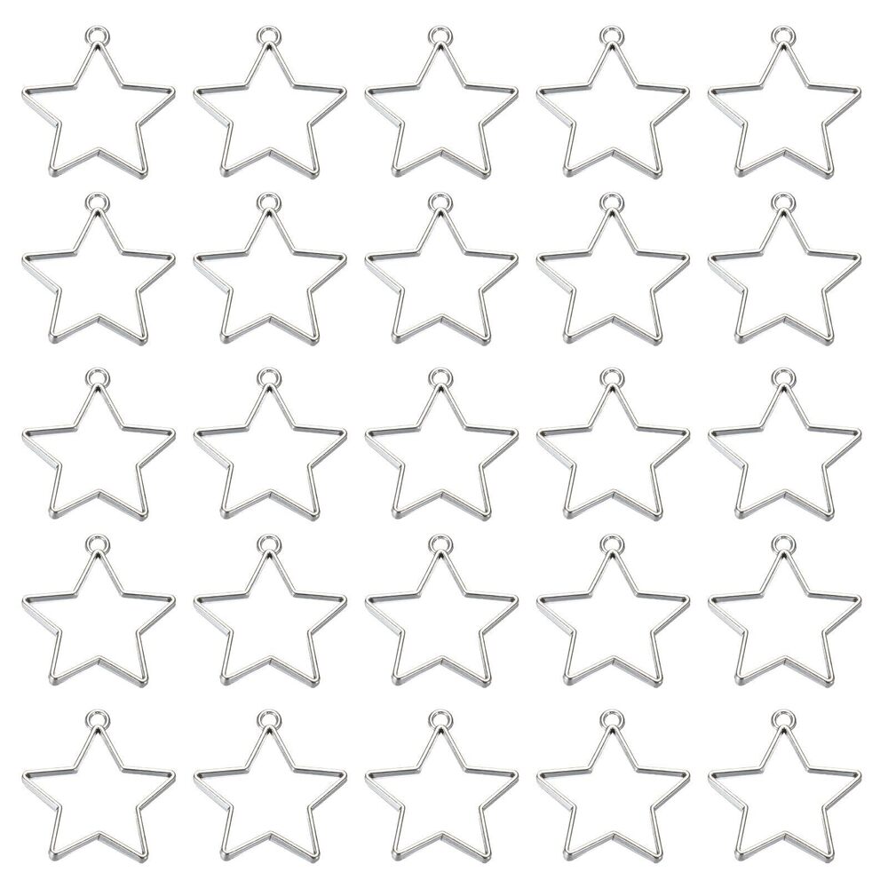 2638 40pcs Open Bezels, Pentagram Resin Bezels Pendants Star Open Back
